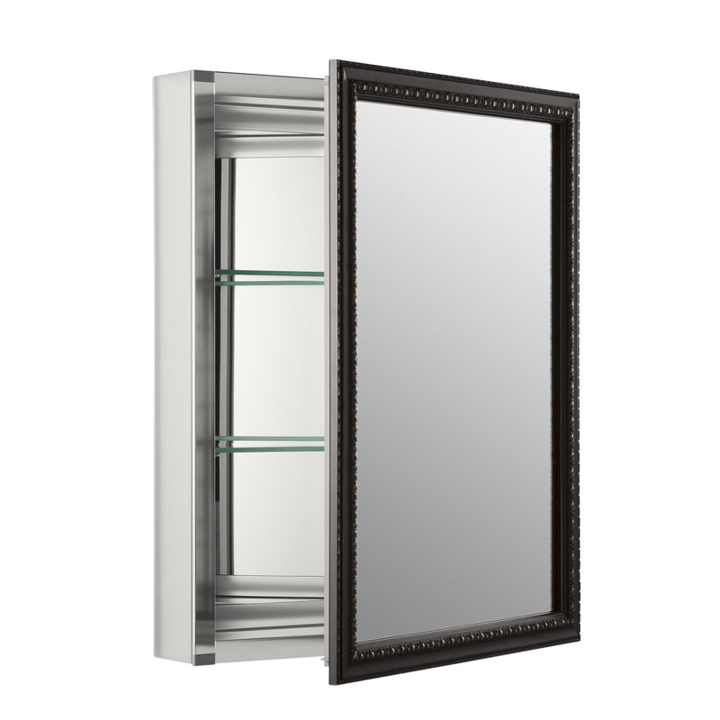 Kohler Clw Recessed/Surface Mount Framed Medicine Cabinet with 2 Adjustable Shelves and Interior Mirror, Oil Rubbed Bronze