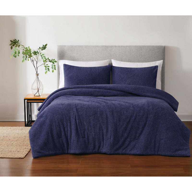 Ensemble d'édredon surdimensionné 3 pièces Brooklyn Loom, Édredon pour grand lit + 2 taies décoratives sta, Marine