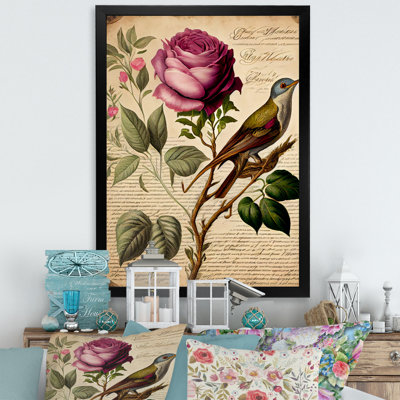 Art victorien sur toile rose rétro