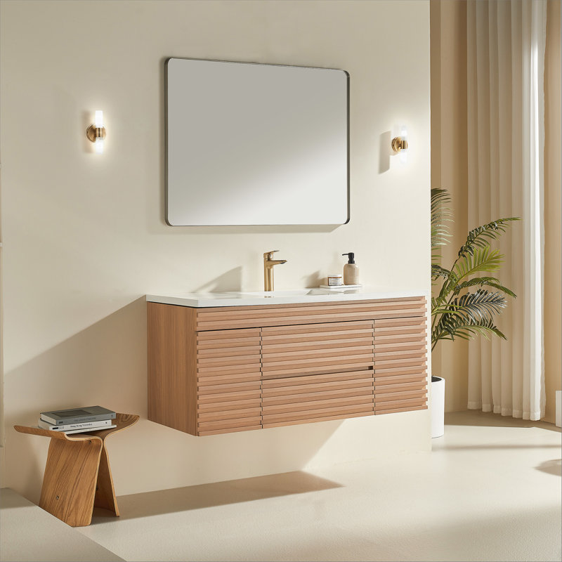 Meuble-lavabo mural simple 48 po avec lavabo en céramique