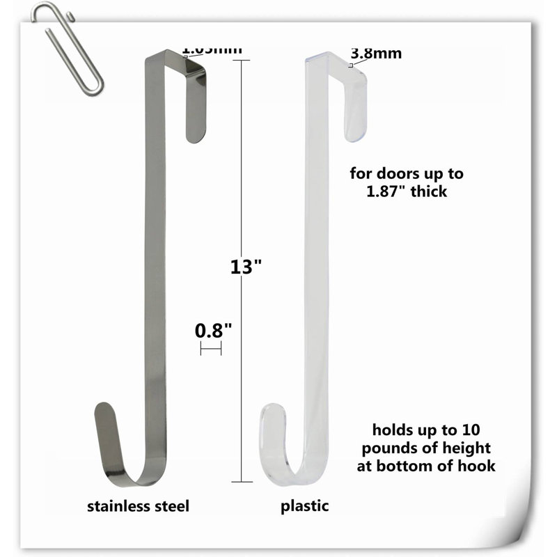 Cintres de couronne au-dessus de la porte, 2 en métal et 2 en plastique, 13 po, paquet de 4
