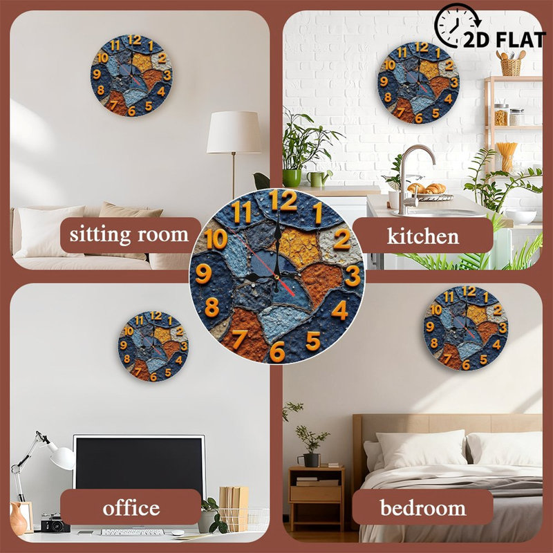 Horloge murale en tissu unique faite à la main