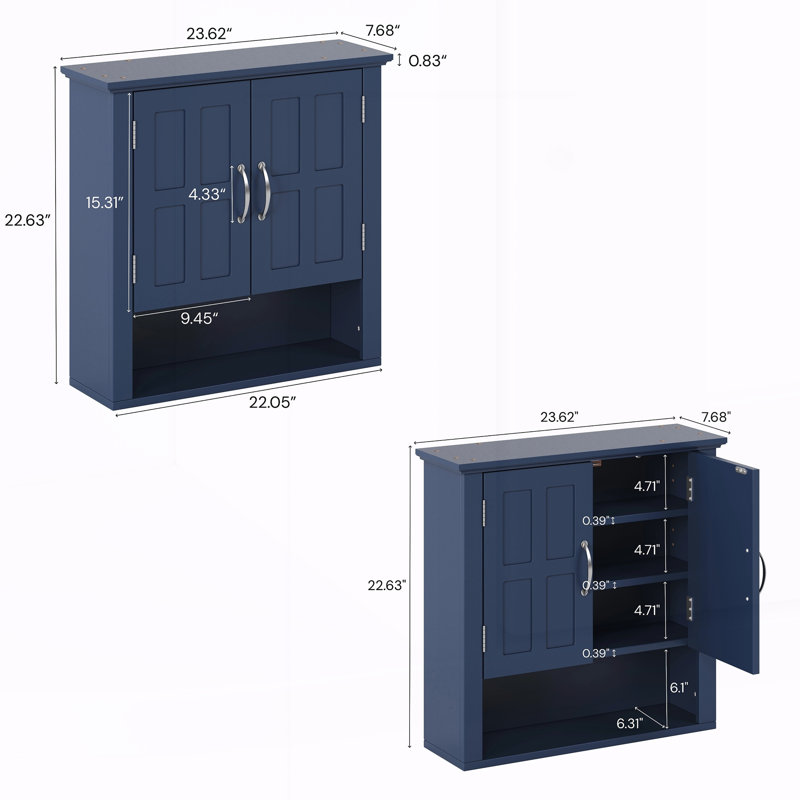 Armoire murale multifonctionnelle avec tablettes réglables, Blue