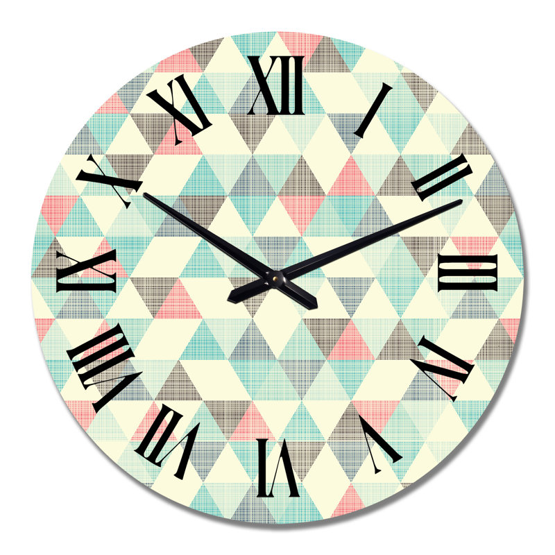 Multicolor Triangular Geometrics I - Patterned wall clock, Large