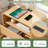 25" H Wood End Table,  Natural Nightstand with Charging Station & 2 Drawers, Curved Side Table-1953132249-1950726873