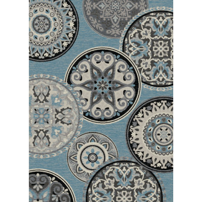 Blue Abstract Blue Area Rug
