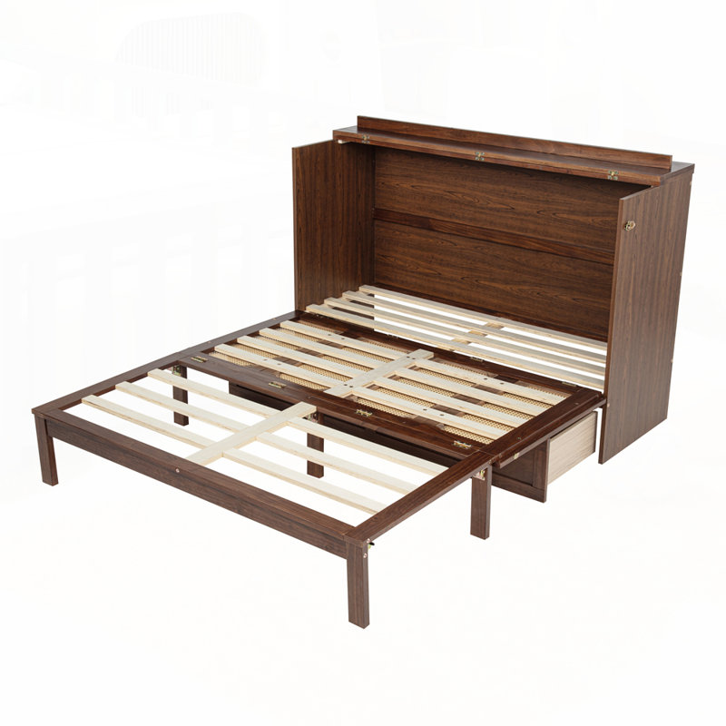 Versatile Murphy Bed with Multiple Functional Features, Walnut