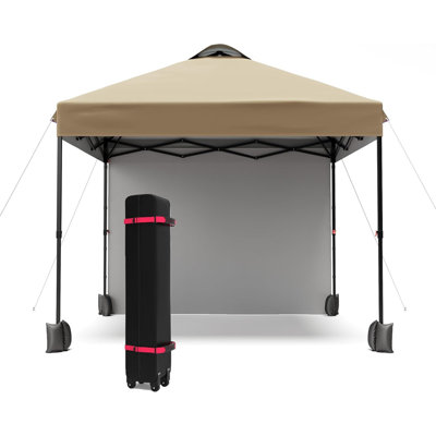 Tente à auvent escamotable de 10 x 10 pi avec paroi latérale amovible et toit ventilé, hauteur réglable, pavillon de jardin extérieur robuste pour patio, jardin, événement, plage, cour arrière