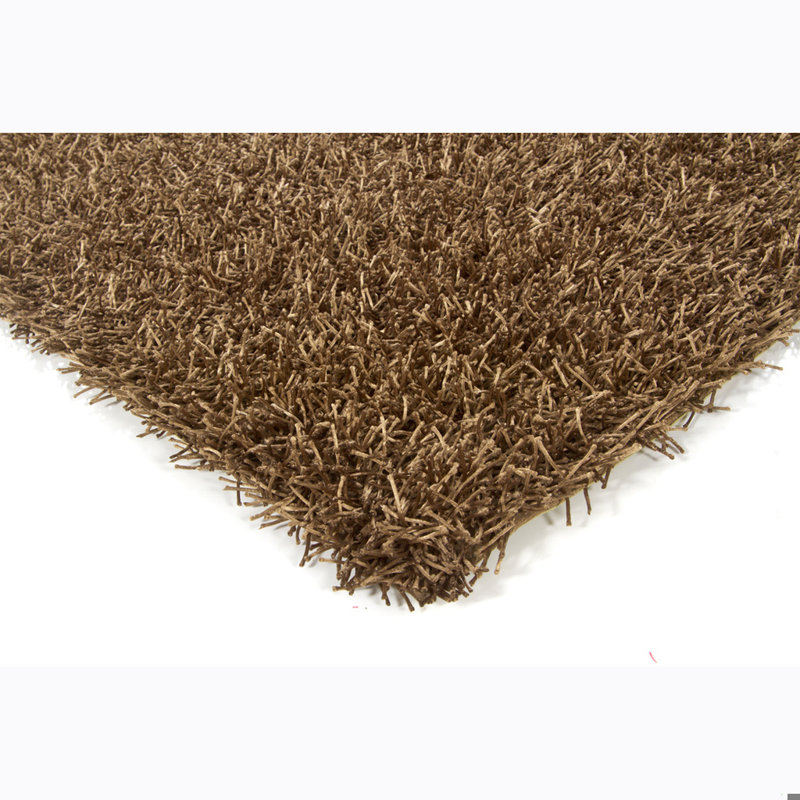 Heston Authentic Hand Woven Handmade Chocolate Brown Modern Abstract Polyester Shag Area Rug