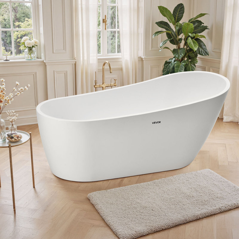 Acrylic Freestanding Bathtub Stand Alone Soaking Tub 1700 x 740mm, 215L Capacity