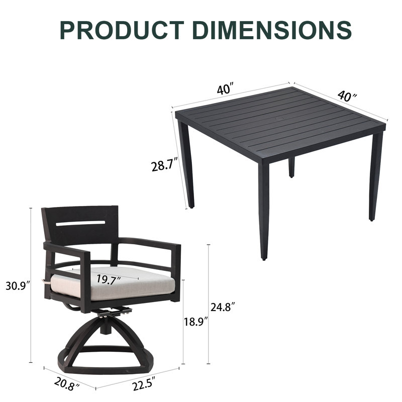 Durable Aluminum Outdoor Rocking Swivel Chair And Table Set With Sunbrella Cushions