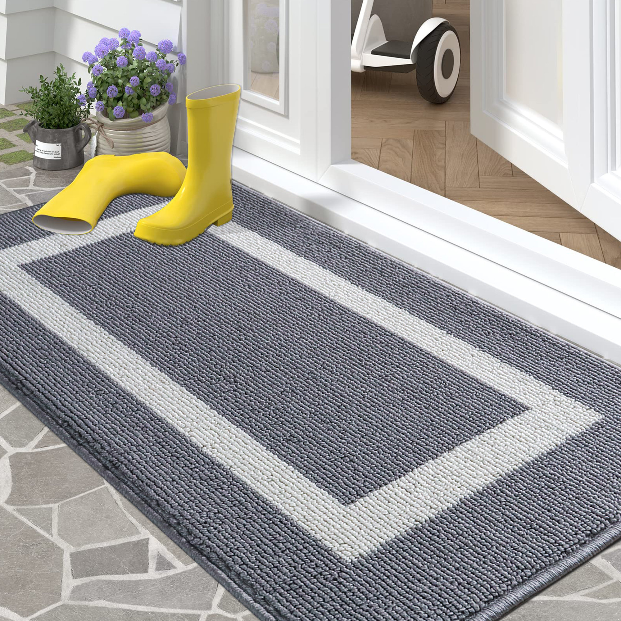Indoor Doormat, 24X35 Non-Slip Absorbent Front Door Mats Low Profile  Machine W