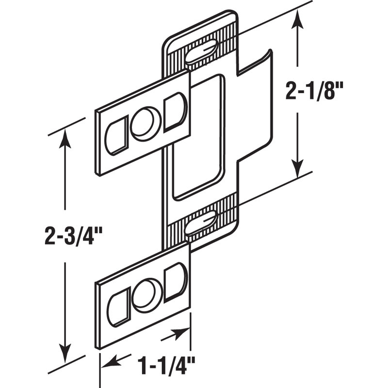 Butée de porte réglable, espacement des trous de 2 1/8 po, acier estampé, laiton (paquet de 2), Laiton