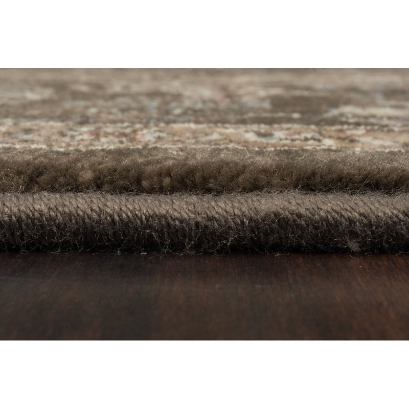 ANCIENT GARDEN 2.7X4.7 OV 57276-3235 DARK BROWN/BEIGE/BLUE, Oval 2'7" x 4'7"