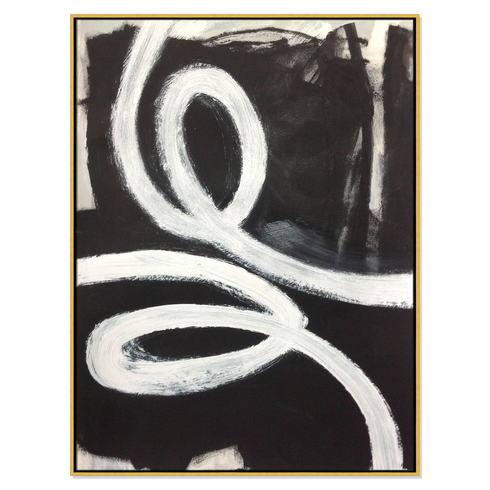 Bronte "Swirly Swirls I" Print, 49.5" H x 37.5" W x 2" D, Gold Floater Framed, No
