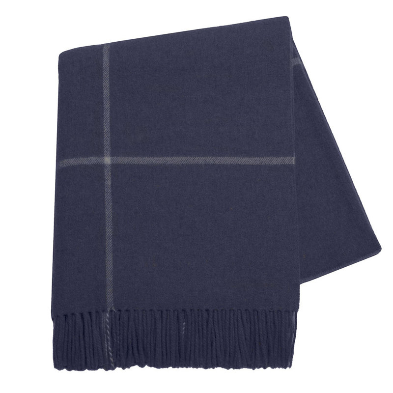 Windowpane Cashmere/Lambswool Throw, Navy