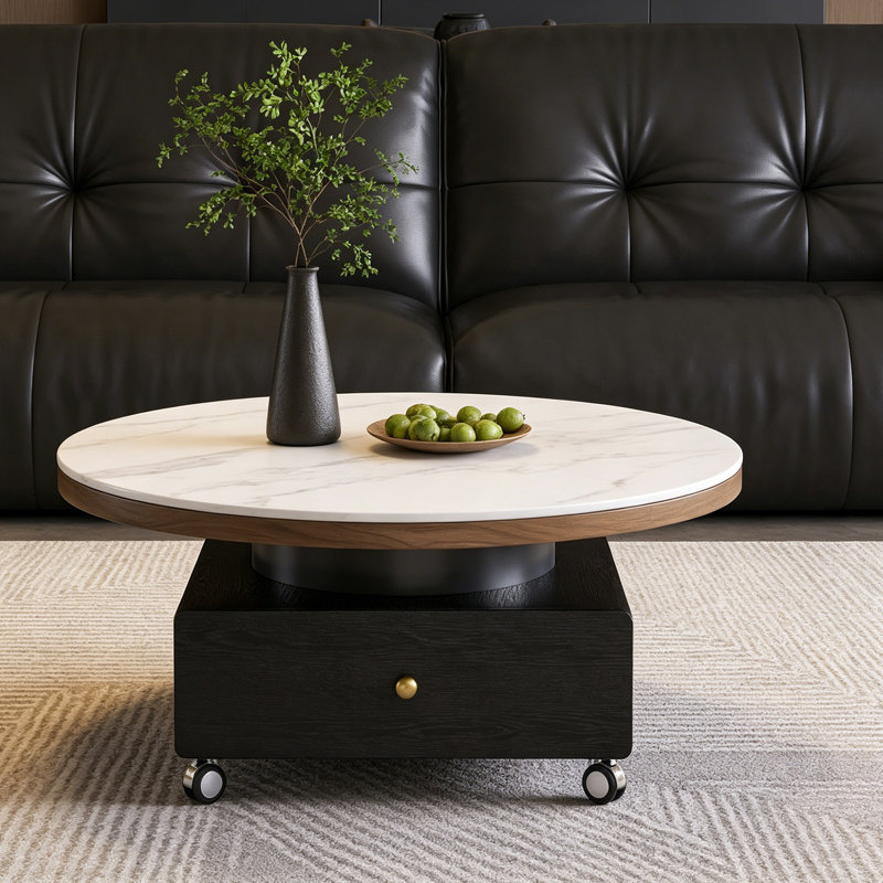 Table basse mobile avec tablettes, Light Gray / Black