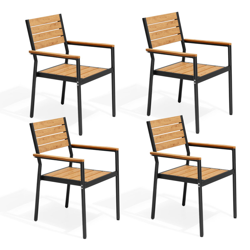 Chaise de salle à manger d'extérieur empilable A aluminium, Brun