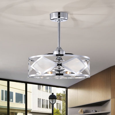 Ahnika 26 Inch Silver Chrome Finish 6 Light, 3 Blade Ceiling Fan with Remote