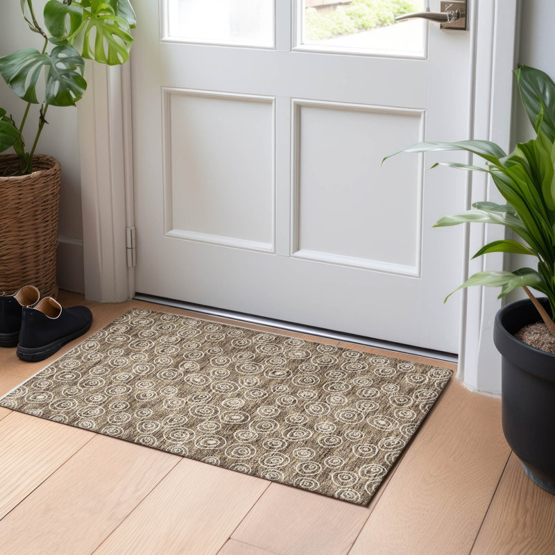 Tapis brun Prisco lavable à la machine de qualité supérieure, Rectangle 1 pi 8 po x 2 pi 6 po