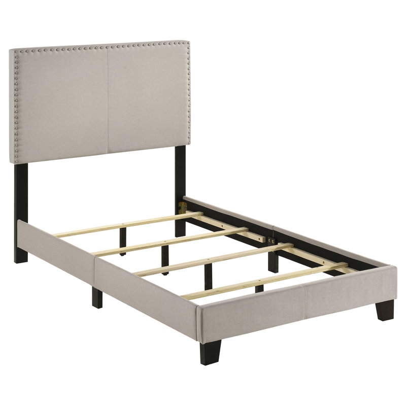 Boyd Upholstered Queen Panel Bed Charcoal, Twin, Ivory