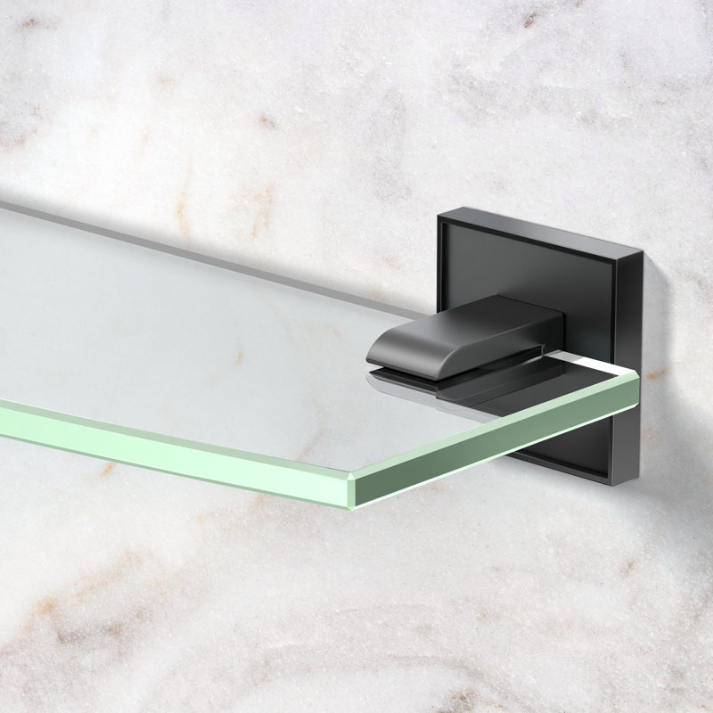 Tablette support en verre incurvé Mode, Noir mat