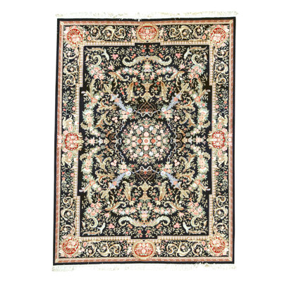 High-Quality Hand-Knotted Black Area Rug