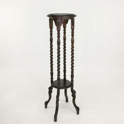 Round Hand-Carved Solid Wood Pedestal