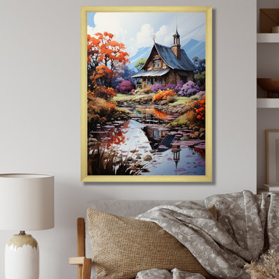 Fall Retreat Cottage Landscape 4 - Art mural paysage