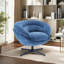 Chaise de bureau pivotante à 360 ° en chenille avec coussin amovible, base en métal noir, bleu marine