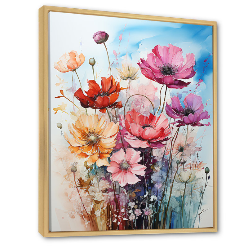 Motif floral minimalisme pré - imprimé, Cadre naturel flottant, H 32 po x l 16 po x P 1 po