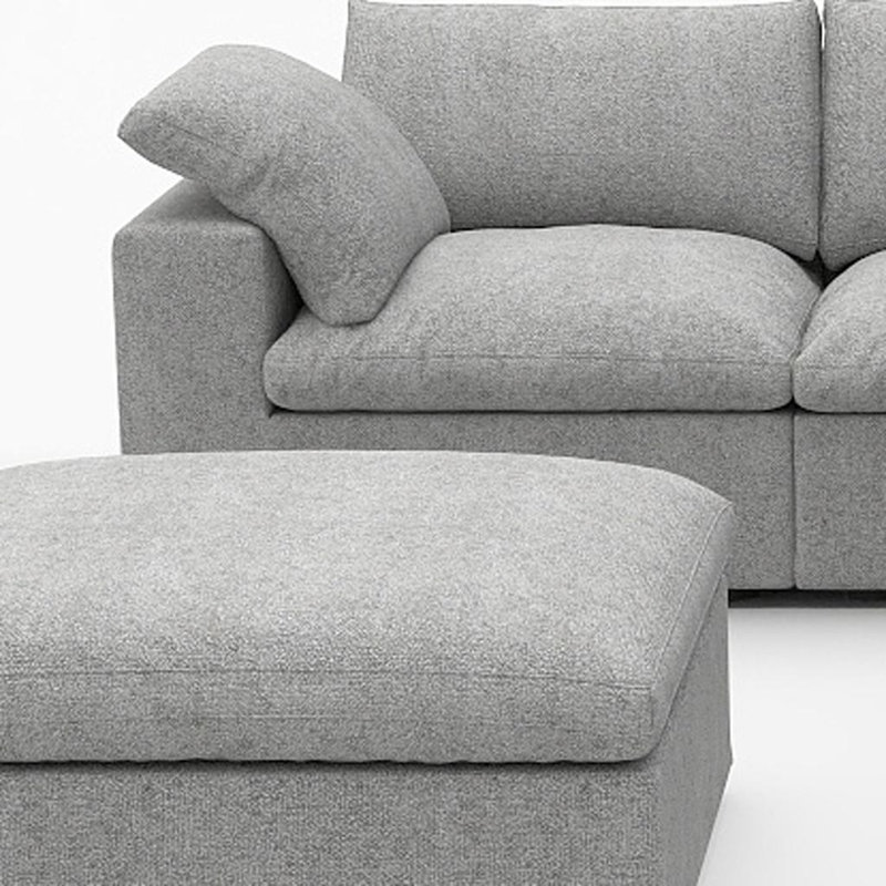 Canapé modulaire en L gris pâle en forme de L modulaire six pièces avec repose-pieds