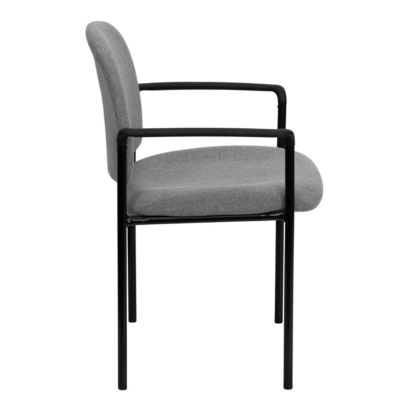 Gray Fabric Stackable Steel Side Reception Chair with Arms