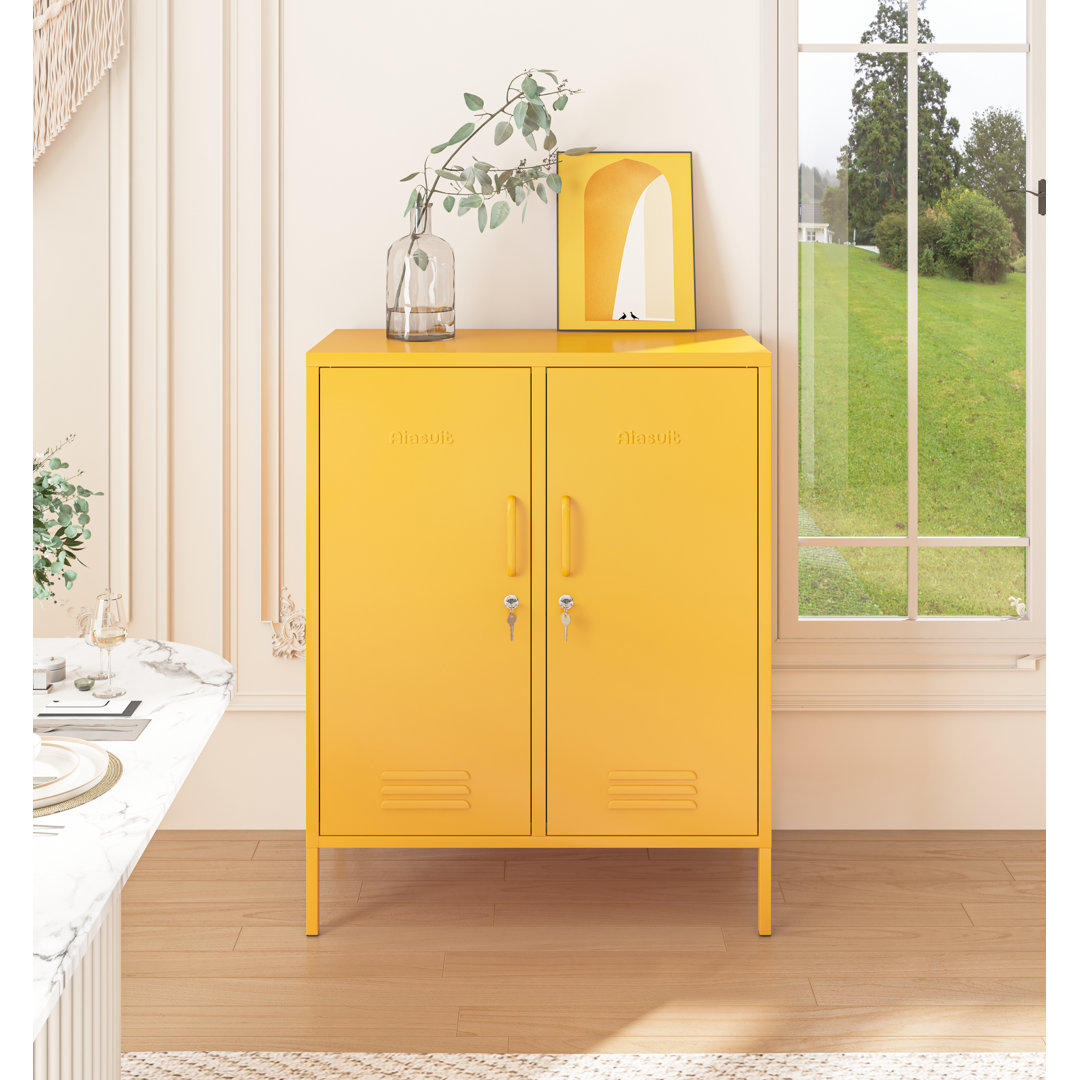 40" Wide Storage Cabinet 2 Door Multi-Function locker Metal Heavy Duty Tool Cabinet 3 Tiers Lockable Storage Cabinet Removable Shelves Easy to Assemble Latitude Run® 