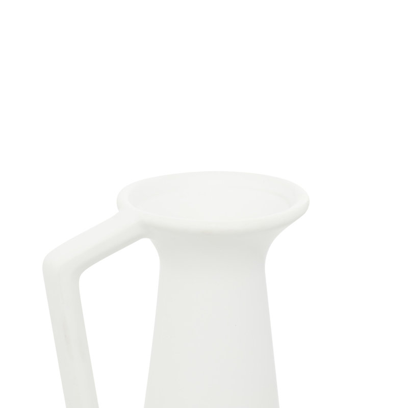 Elegant White Ceramic Vase Trio with Geometric Handles
