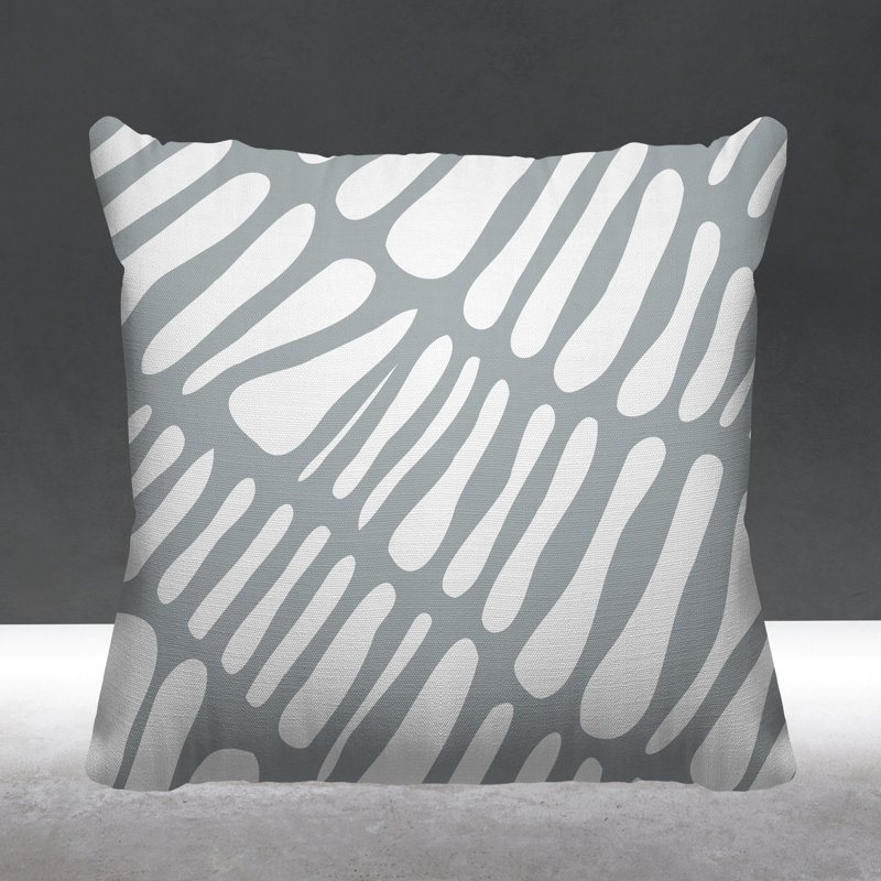 Coussin décoratif intérieur / extérieur Chase Tribal Abstract, L 15 po x H 15 po, gris