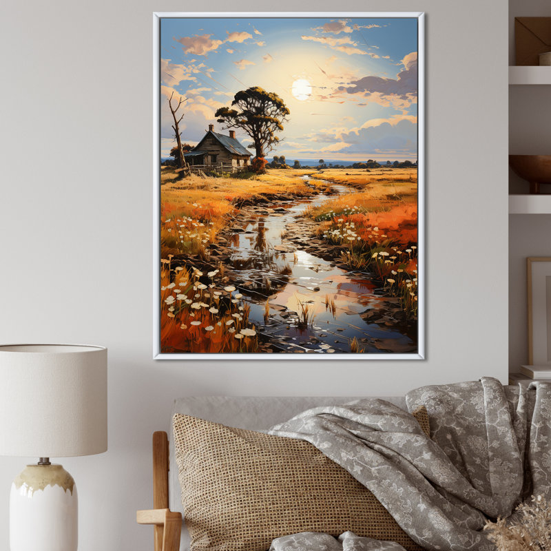 «Countryside Farm Bliss I» sur toile, Cadre flottant blanc, H 32 po x l 16 po x P 1 po