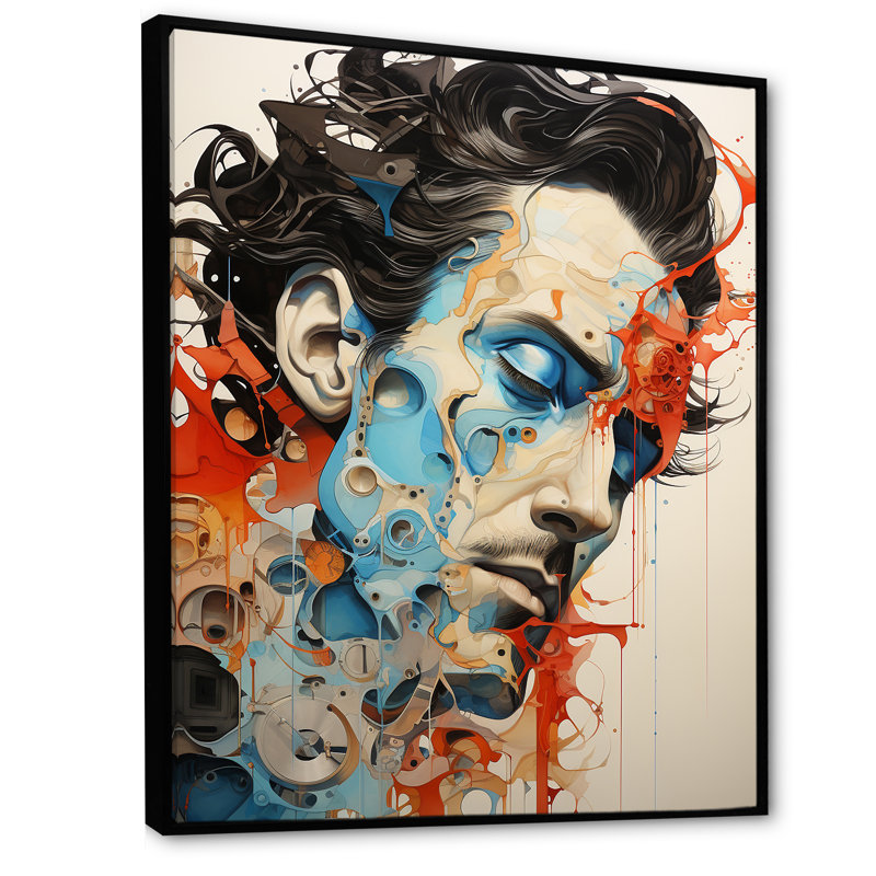 Reproduction sur toile Quanzie surréalisme l'anatomie du désir, Cadre flottant noir, H 40 po x l 30 po x P 1,5 po