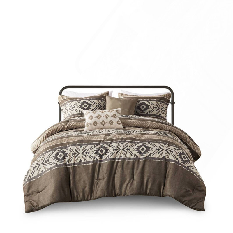 Ensemble de 5 pièces à rayures avec coussins décoratifs, hypoallergénique et élégant pour lit double / grand