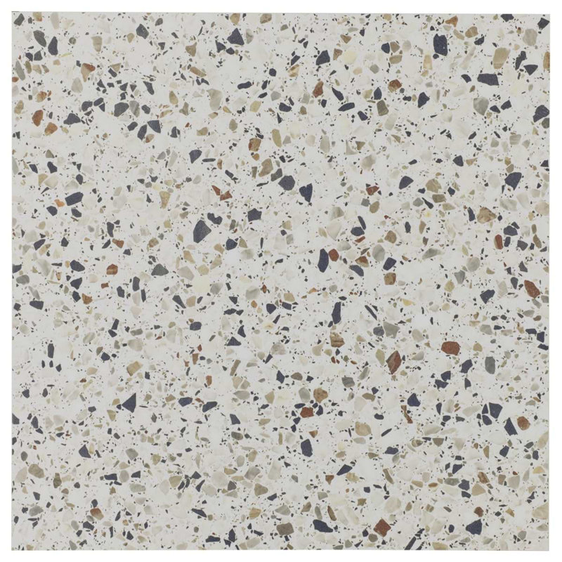 Kobe Flakes 24X24 Terrazzo Look Matte Porcelain Tile, Ice White