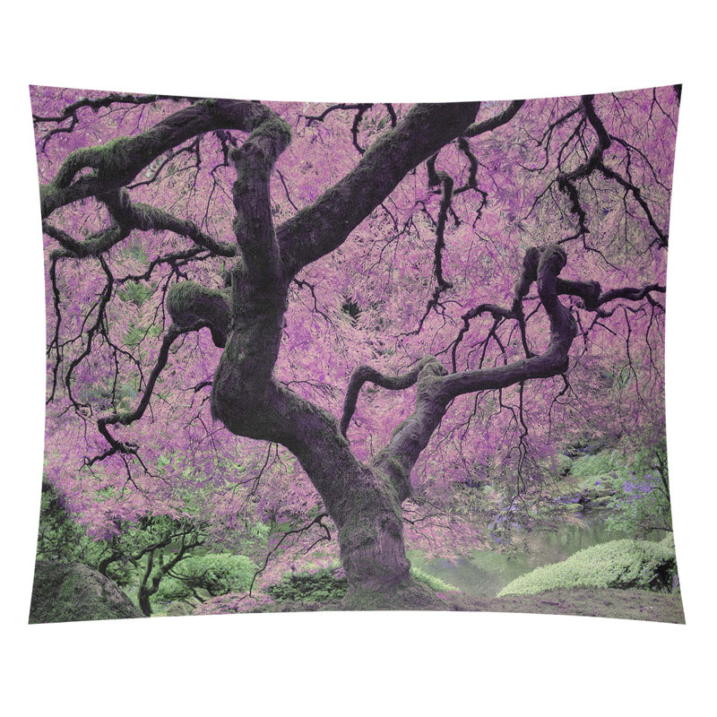 Tapisserie de l’arbre d’érable japonais par justin duane Olney, H 71 po x l 83,5 po, Intérieur