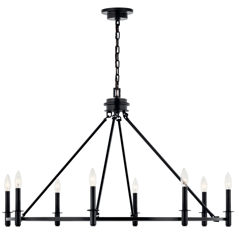 Steel Dimmable Chandelier, Satin Black, 23.75" H x 40.75" W x 40.75" D, 8