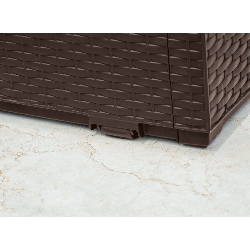 Ebern Designs Gayleen 123cm W 305L Plastic Lockable Deck Box in Brown