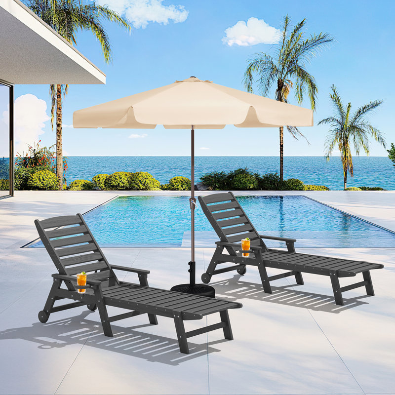 Chaise longue d'extérieur Swann, Gris foncé