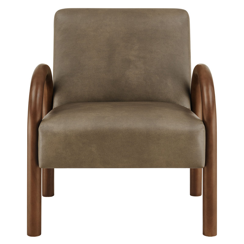 Fauteuil d'appoint en similicuir Lunet, Champignon, Brun