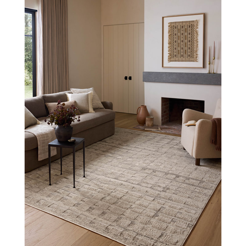 Amber Lewis x Loloi Monty Pebble / Beige Area Rug, Rectangle 7'10" x 10'