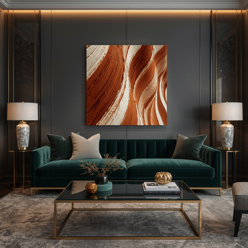 Diagonalstripes rouille crème beige, art mural sur toile, H 8 po x l 8 po