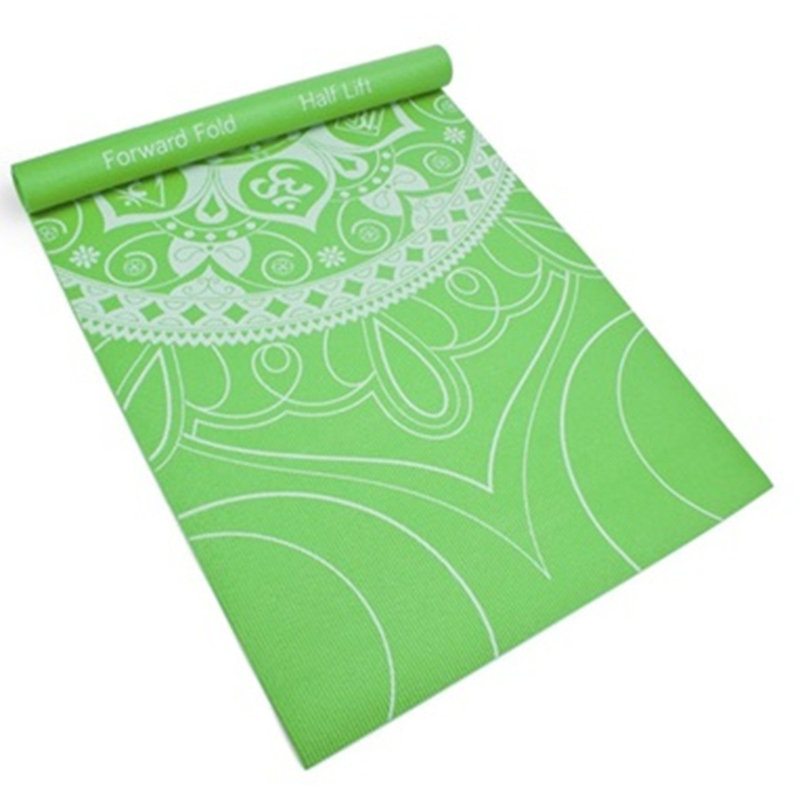 Tapis de yoga 3 mm Chakra Art Print & Basic Pose Guide, couleur vert pré