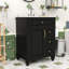 Meuble-lavabo autoportant élégant avec lavabo en céramique, tiroir rabattable, tablette réglable et support de rangement-590957397