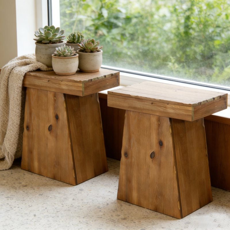 Ensemble de tables de bout 23,6 po avec base fuselée, noyer, Ensemble de 2, Walnut